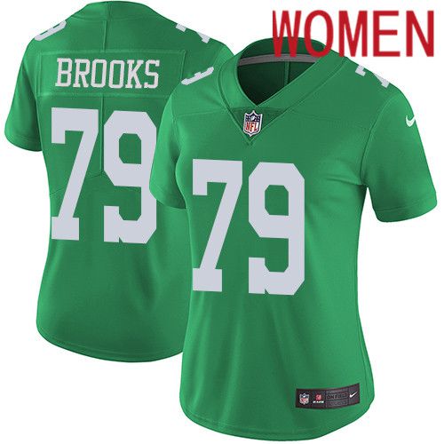 Women Philadelphia Eagles #79 Brandon Brooks Nike Green Vapor Limited Rush NFL Jersey->women nfl jersey->Women Jersey